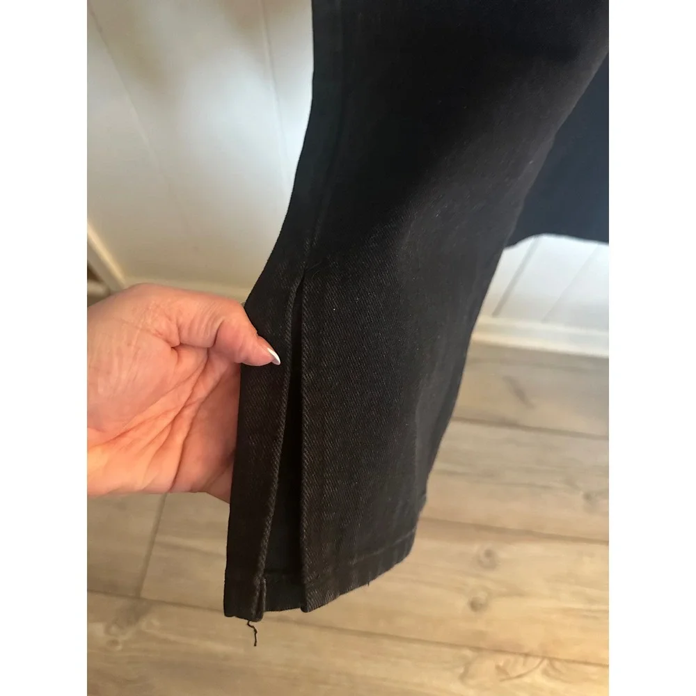 Pretty Little Thing Black Denim Split Hem Wide Leg Jeans Size‎ 12 NWT